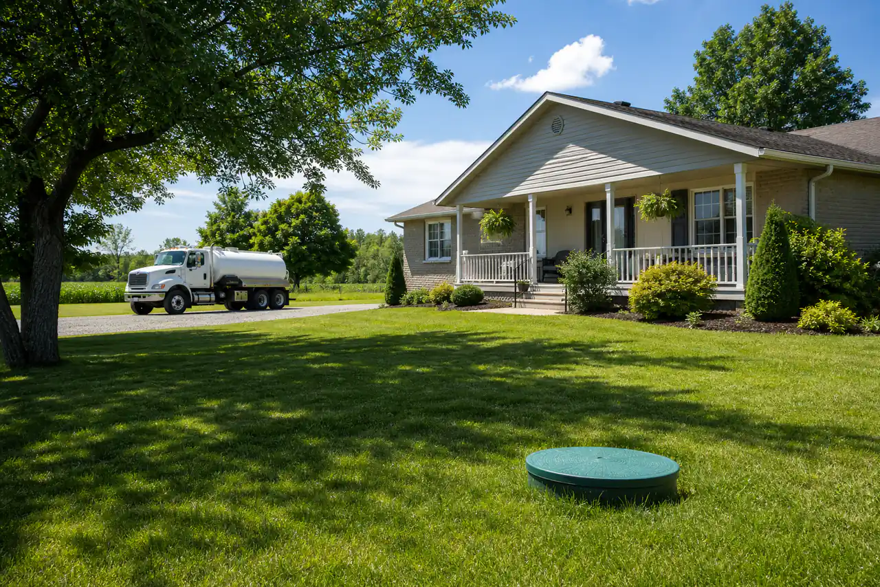 Ontario home illustrating septic system services, tank pumping, and drain field maintenance — Septic Ontario.
